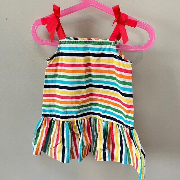 Hanna Andersson Rainbow Striped‎ Ribbon Dress- Size 80 (18-24m) - Picture 1 of 3